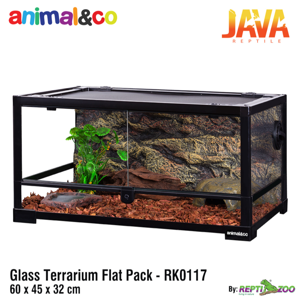 Animal&co Glass Terrarium 60x45x32cm by Reptizoo RK0117